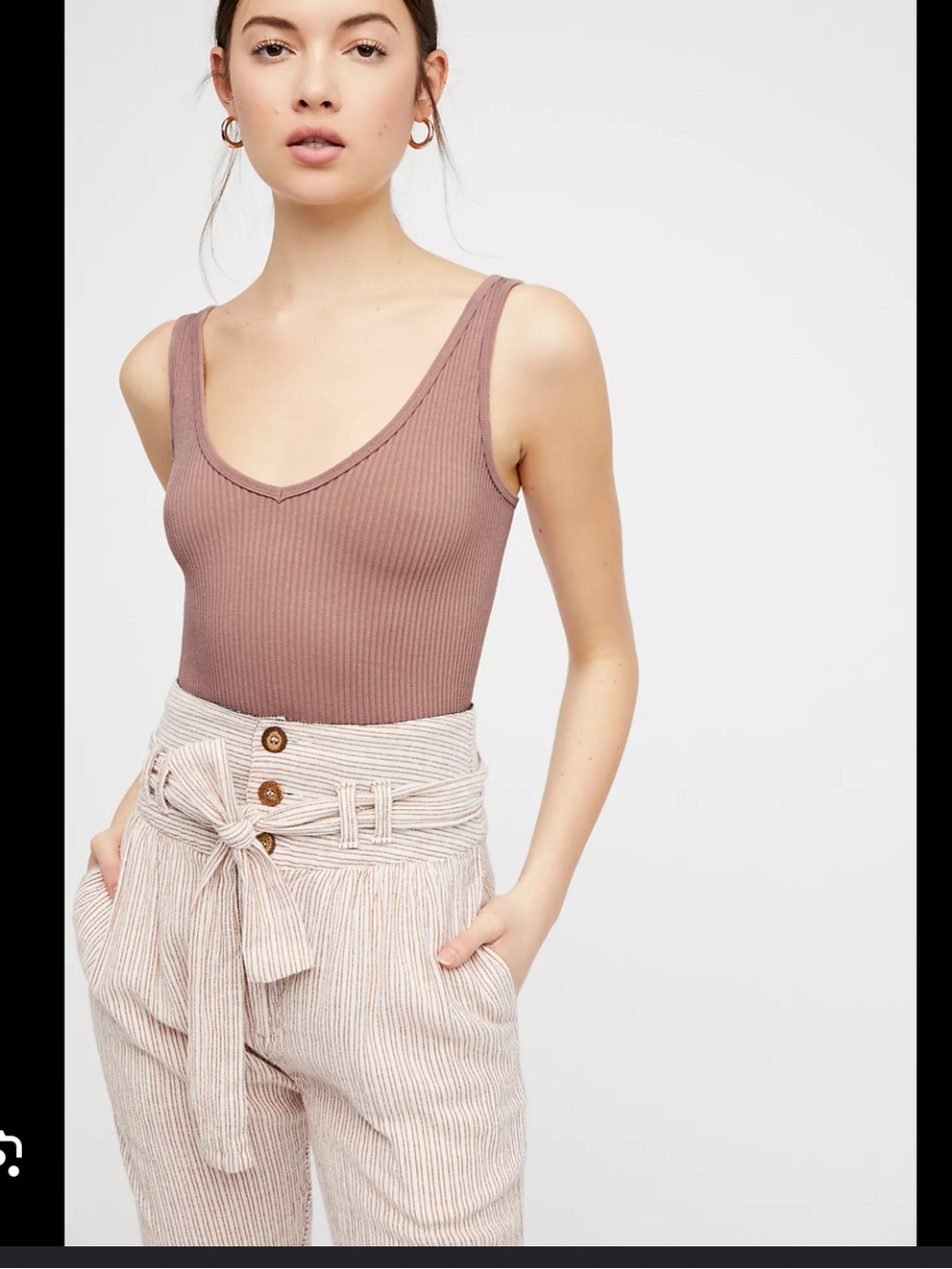 Free people intimately Ribbed V-Neck Tank Top in Taupe - Picture 4 of 4
